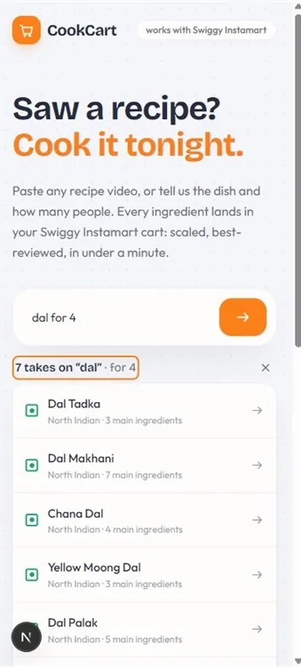 Mobile-first 390px layout in Swiggy's design language